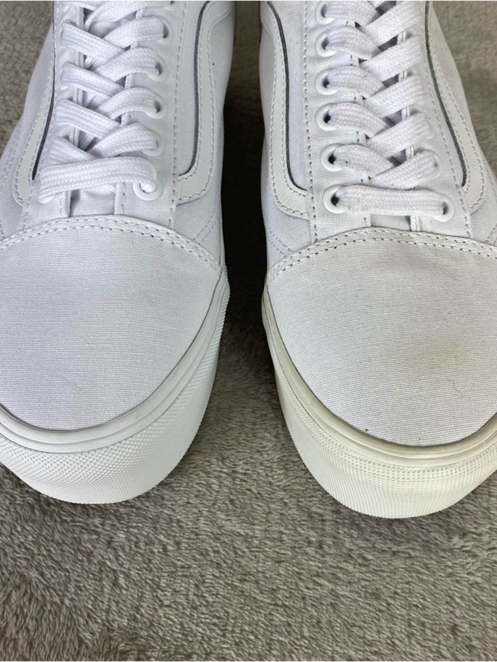 Vans Old Skool Stackform Shoes Womens Size 10 White Canvas Platform - Picture 8 of 11